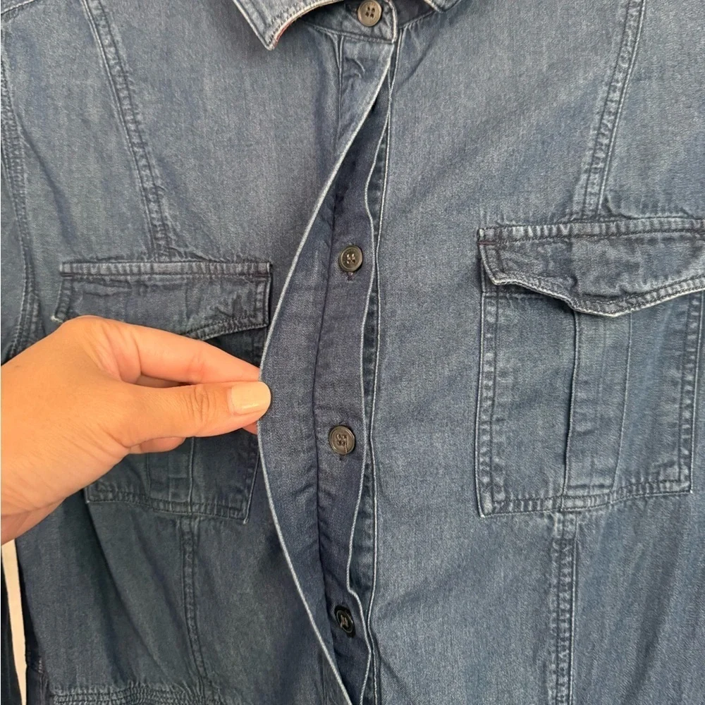 Burberry Brit Denim Chambray Chest Pockets Dress kids girls Large Nova